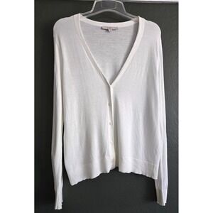 LOFT Cream White Lightweight Cardigan Sweater XL Capsule Wardrobe V Neck